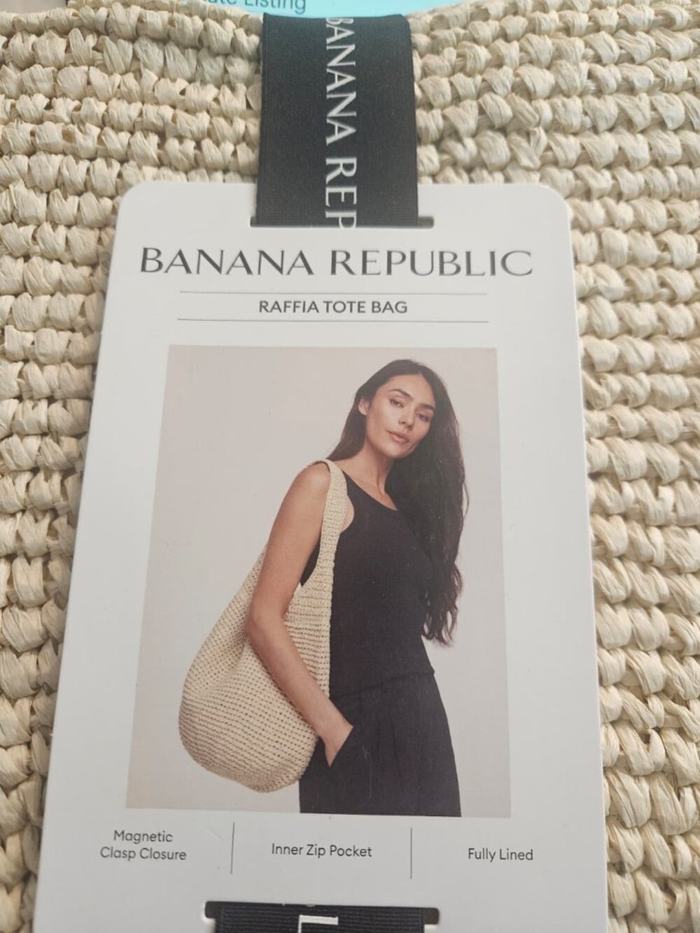 NWT Banana Republic Raffia Tote Bag In Natural Beige